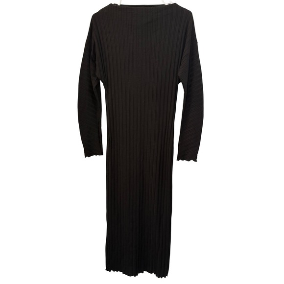 Simon Miller Dresses & Skirts - Simon Miller Black Ribbed Maxi Dress Long Sleeve Boat Neck Siro Rayon Small